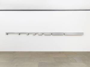 Donald Judd. Untitled, 1969. Clear anodized aluminium and brushed aluminium, 21 x 642.6 x 20.3 cm (8¼ x 253 x 8 in). © the artist. Image courtesy of the artist and Blain|Southern. Photograph: Prudence Cuming.