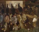 Stanley Spencer. Travoys Arriving with Wounded at a Dressing-Station at Smol, Macedonia, September 1916 (1919). Oil on canvas. © IWM.