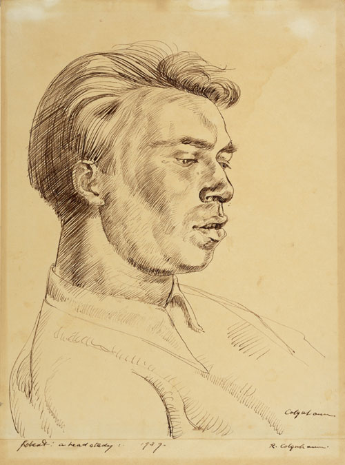 Robert Colquhoun. Portrait of Robert MacBryde, 1939. Pen and sepia on paper, 28.5 x 22.5 cm. Scottish National Portrait Gallery, Edinburgh.