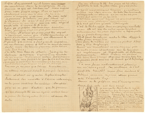 Vincent van Gogh. <em>Letter with Sketch: Cypresses</em>, 25 June 1889. Letter, 21 x 27cm. Van Gogh Museum, Amsterdam (Vincent van Gogh Foundation).