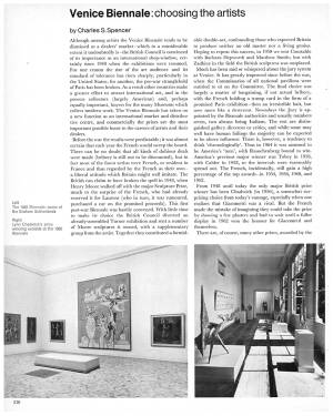 Venice Biennale: choosing the artists. Studio International, Vol 171, No 878, June 1966, pages 230-32.
