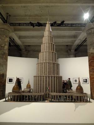 Marino Auriti. Il Enciclopedico Palazzo del Mondo (The Encyclopaedic Palace of the World). At 11 feet high, the model’s 1:200 scale would translate to half a mile high. Photograph: Dorothy Feaver.