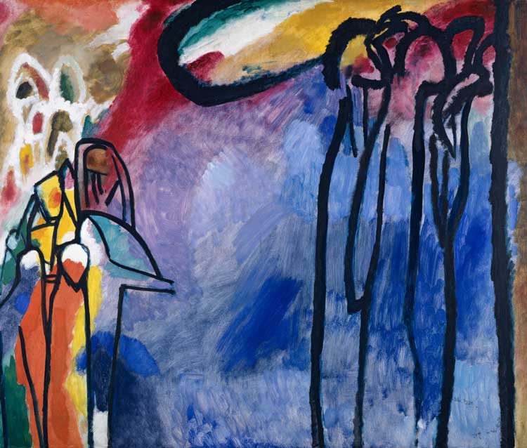 Wassily Kandinsky, Improvisation 19, 1911. Oil on canvas, 120 x 141.5cm. Städtische Galerie im Lenbachhaus und Kunstbau München, Gabriele Münter Stiftung 1957.
