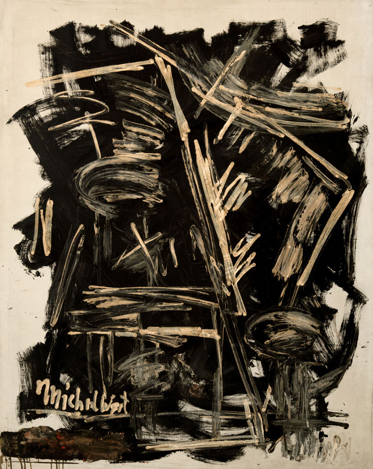 Michael West, White Writing, 1966. Oil on canvas, 59 5/8 x 47 1/2 in (151.4 x 120.7 cm). Image courtesy of Hollis Taggart Gallery.