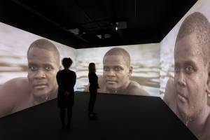 Kehinde Wiley, Narrenschiff, 2017. Three-channel projection, installation view, Levinsky Gallery, University of Plymouth, 2020.