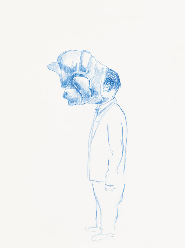 Erwin Wurm, Untitled, 2017. Crayon on paper, 29.7 x 21 cm. Courtesy Galerie Thaddaeus Ropac, London, Paris, Salzburg. © Erwin Wurm/DACS, 2019.