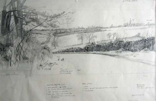 Joseph Winkelman. Hatching Lane, Leafield. Sketch, 20 x 50 cm. © the artist.