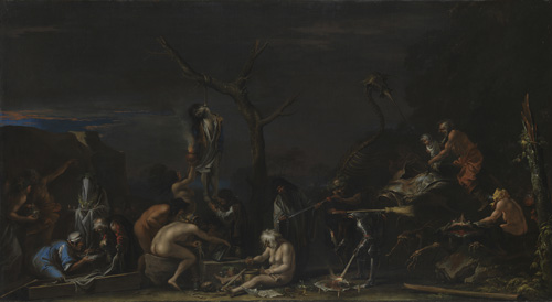 Salvator Rosa (1615–73). Witches at their Incantations (Scene of Witchcraft) c. 1646. Oil on canvas, 72.5 x 132.5 cm. © National Gallery, London.