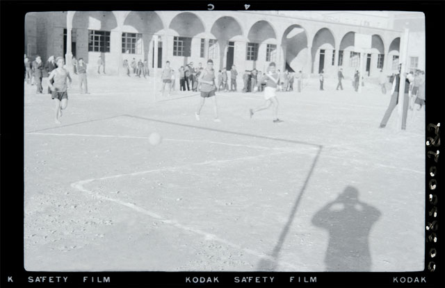 Akram Zaatari. A Photographer’s Imagination, 2017. Based on a photograph of Makassed schoolyard by Chafiq el Soussi. Saida 1950s. Pigment inkjet print on Photo Rag Hahnemuehle paper. Courtesy of the artist.
